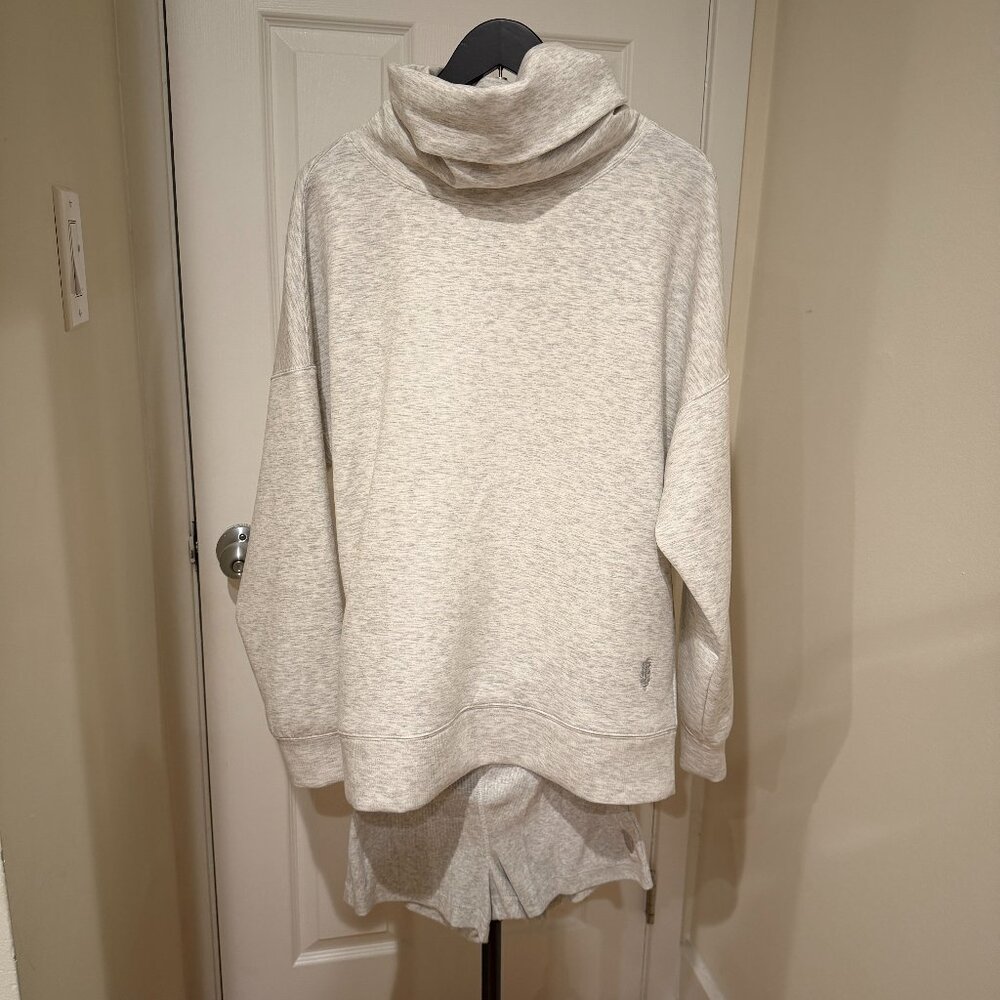 FP Movement by Free People Cream Heathered Turtleneck Sweatshirt